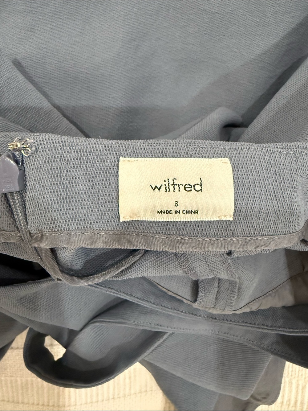 Aritzia Wilfred Slate Blue Tie Waist Open Back Romper | Size 8 - Picture 3 of 4